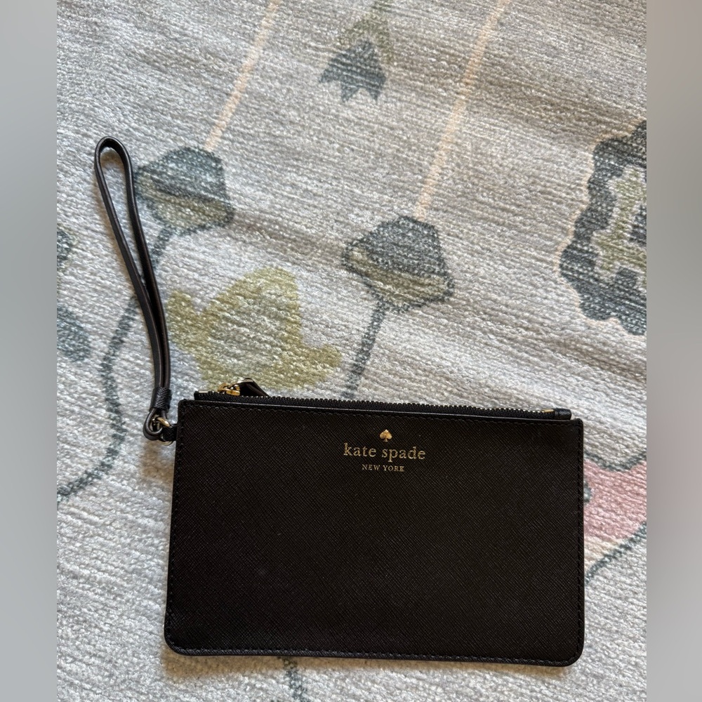 Kate Spade Black Wristlet with Gold Accents